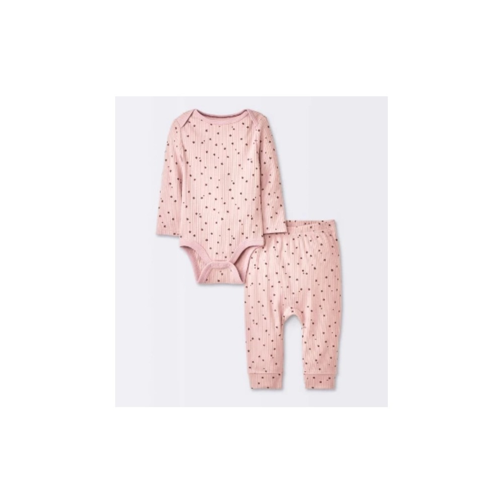 Cloud Island Kid's 24 Month 2 Piece Shirt/Pant Outfit Pink with stars NWT
